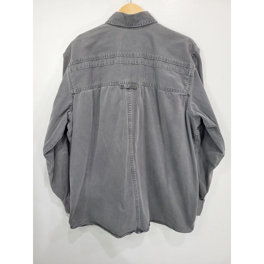 Levis Mens XL Gray Long Sleeve Button Down Work Utility Shirt Cotton Heavyweight